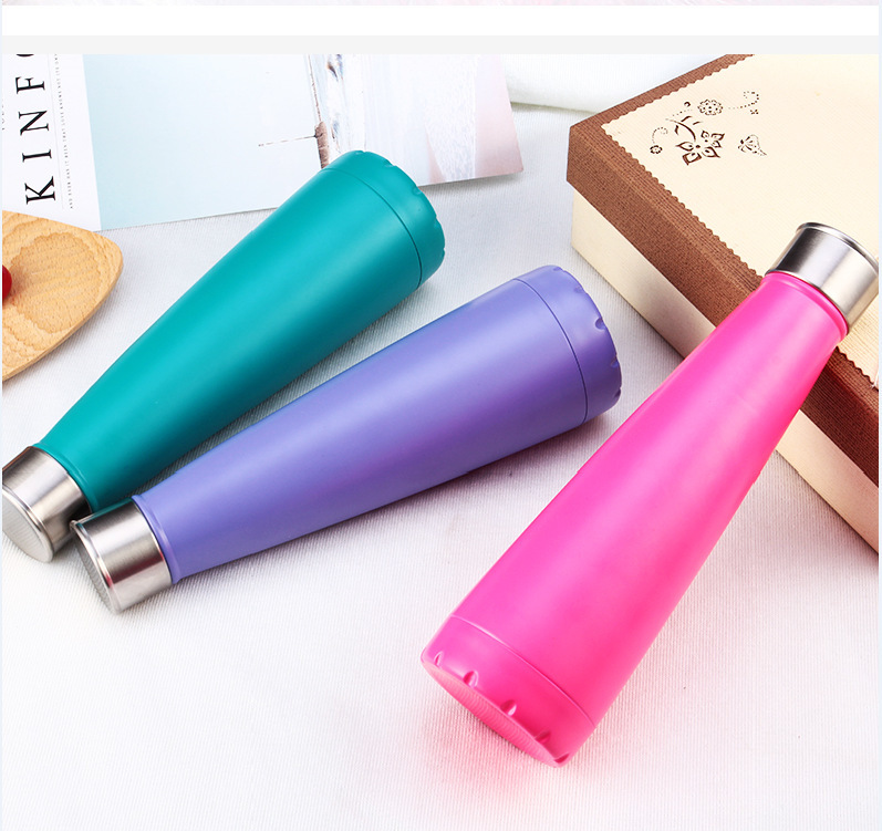 500ML Vacuum Insulated Travel Water Bottle Leak-Proof Double Walled Cola Shape Stainless Steel Water